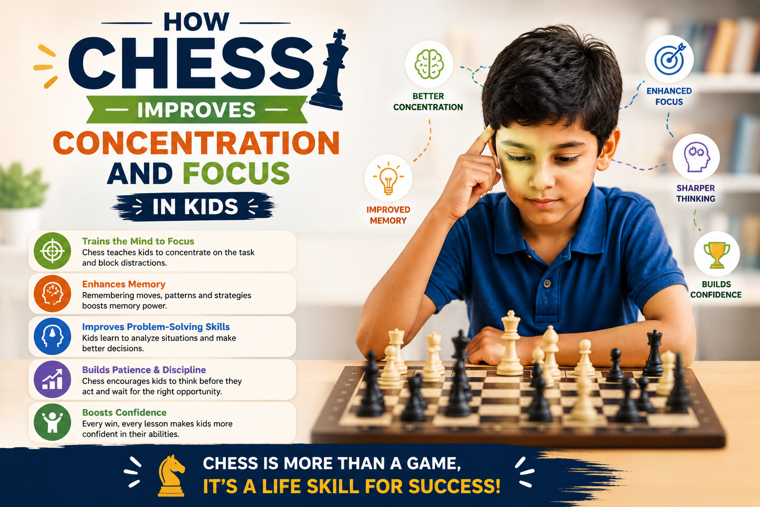 How Chess Improves Concentration in children learning with a coach