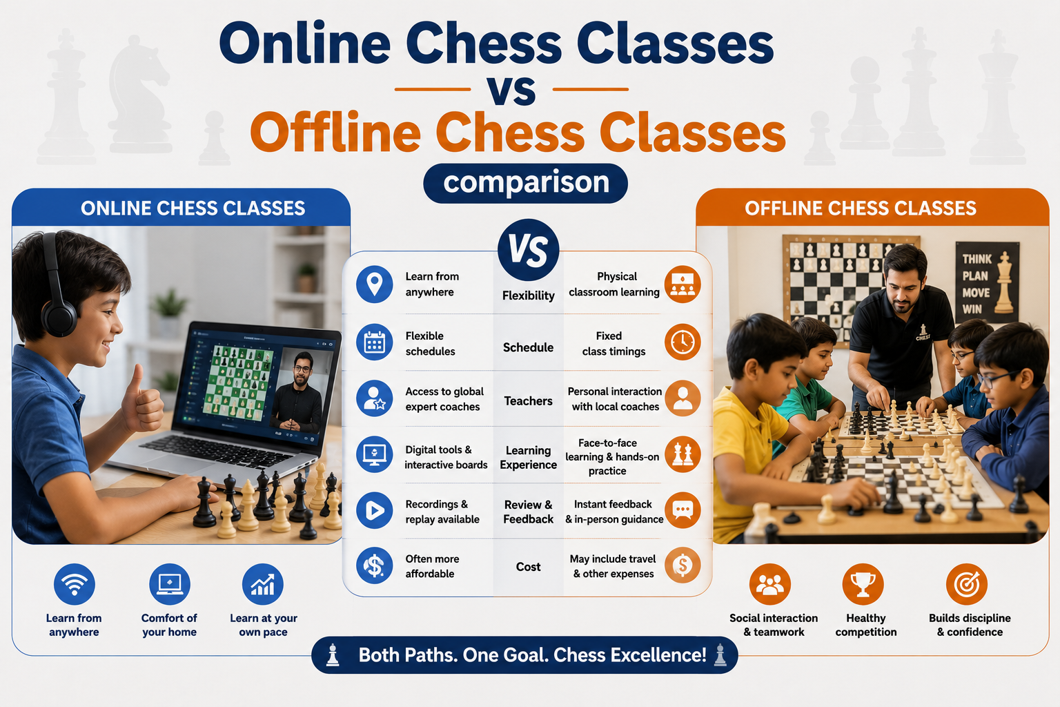Online Chess Classes vs Offline Chess Classes comparison