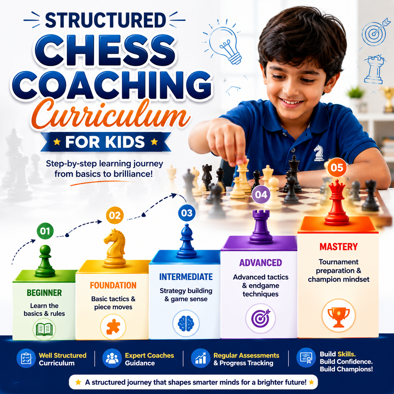 Structured chess coaching curriculum for kids