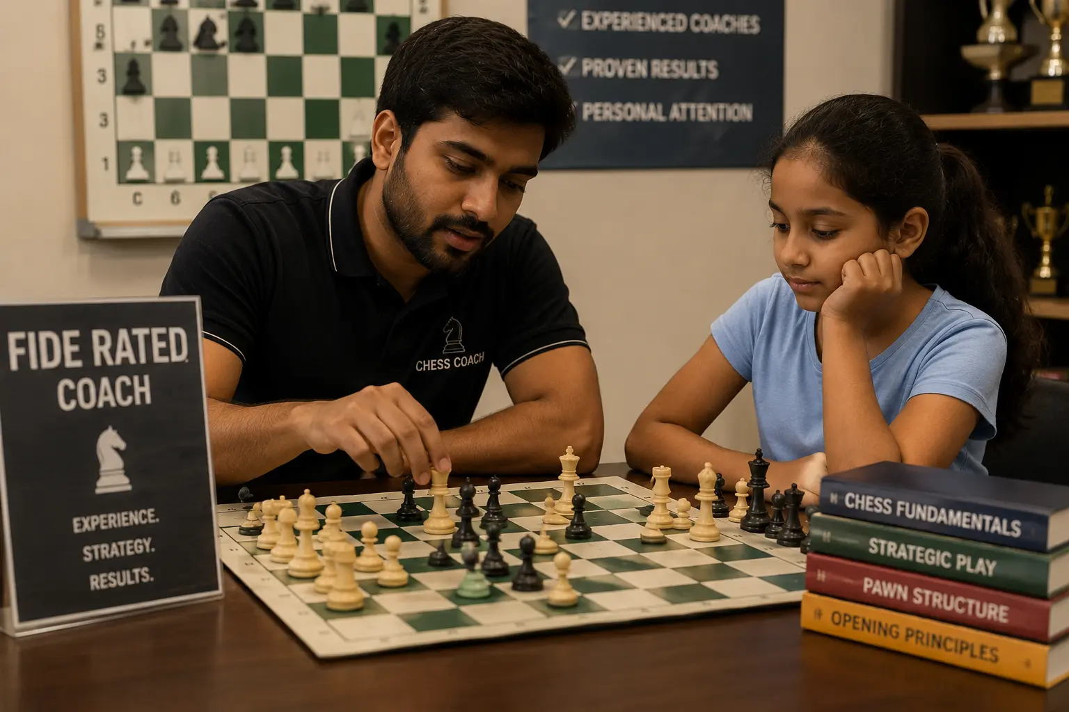 An expert mentor demonstrating key criteria when Choosing Chess Coaching for kids.