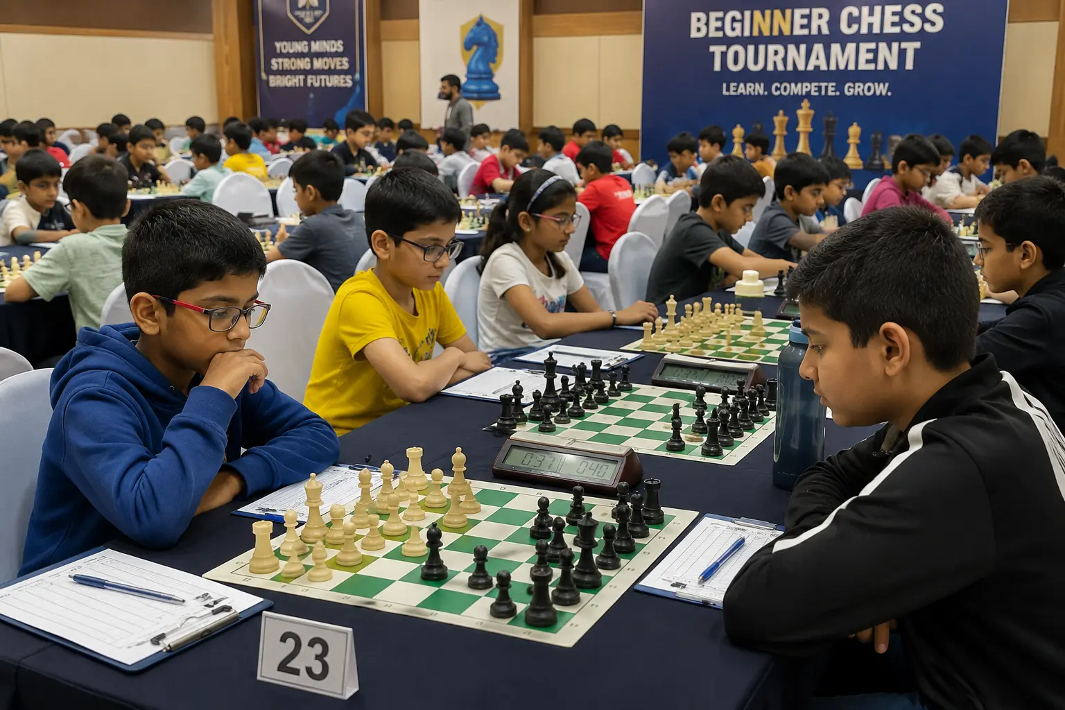 Young players developing confidence in competitive Kids Chess Programs.