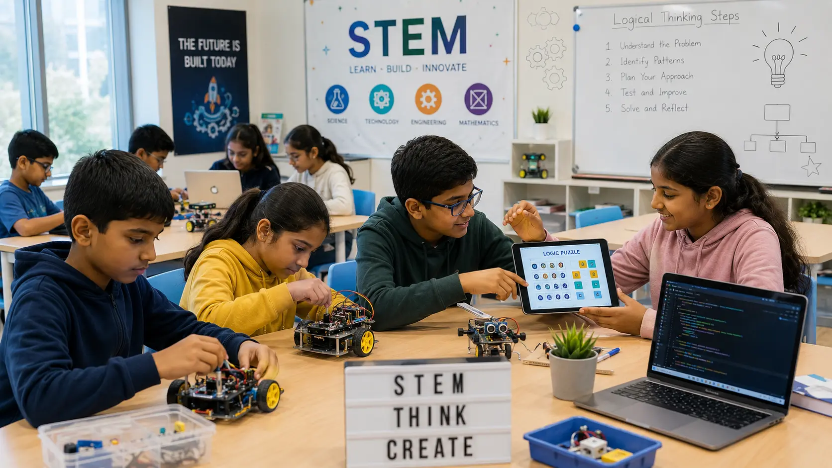 A collaborative STEM Learning environment where students apply logical reasoning.